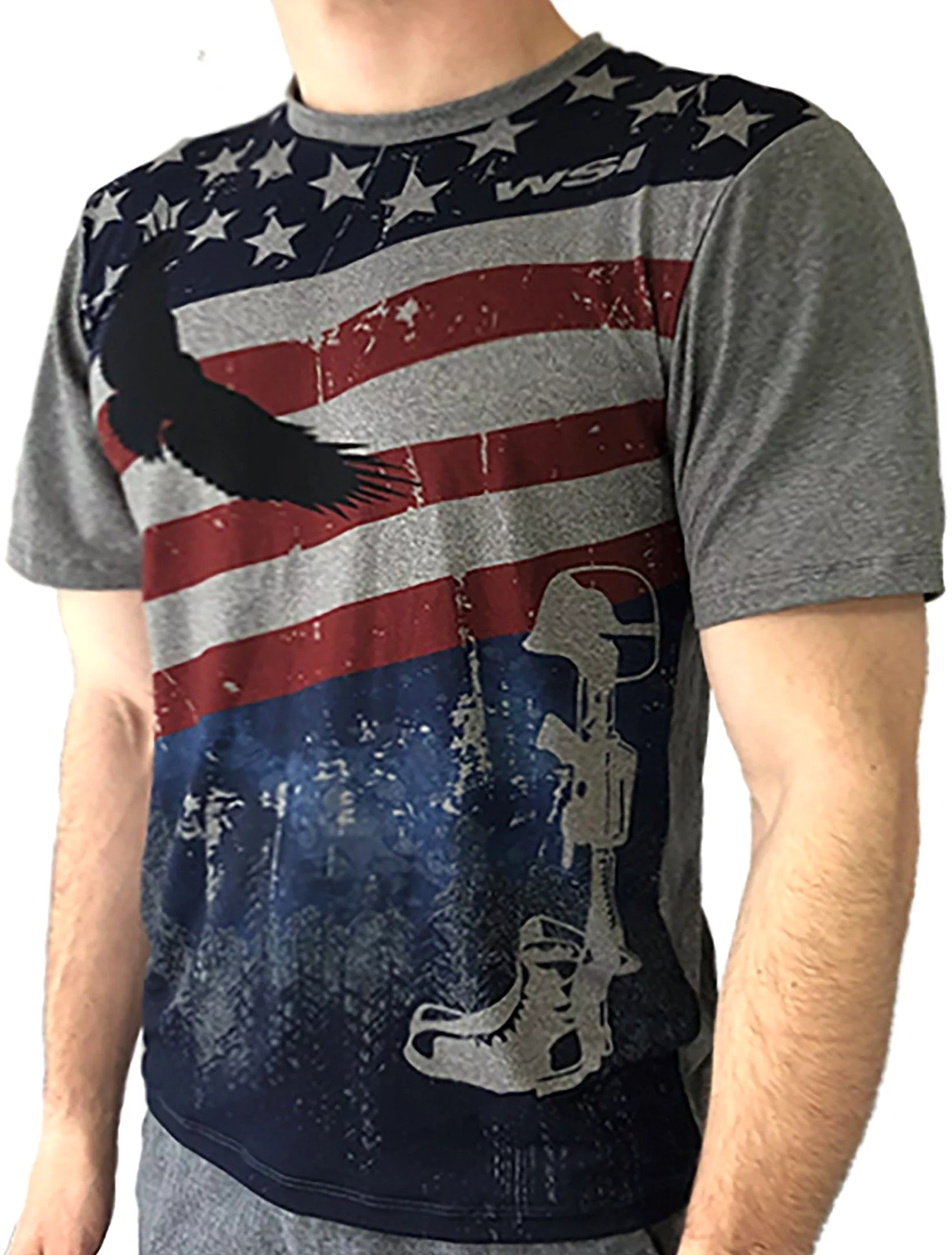 NEW! Freedom tee American Flag T-shirt by WSI  Made in USA 762EBSSF