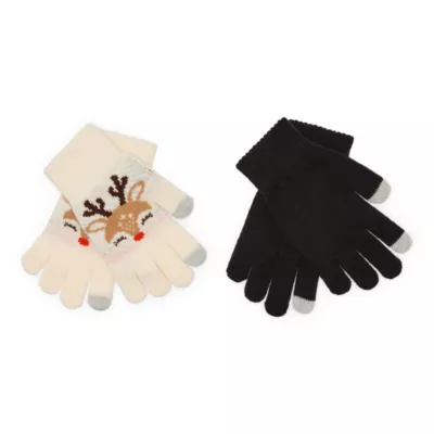 new!Mixit 2pk Touch Tech Holiday 2 Pair Touch Screen Enabled Cold Weather Gloves