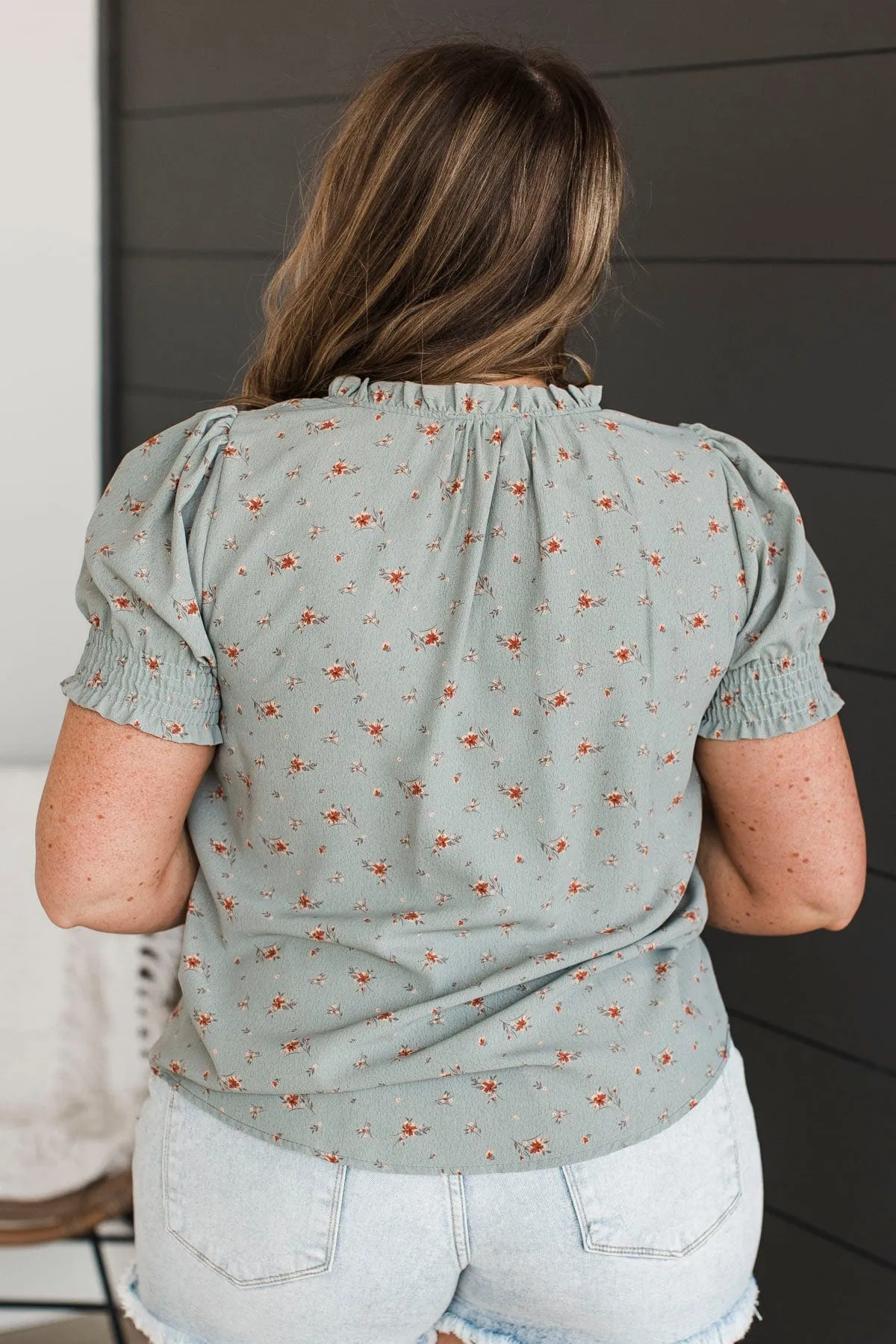 On My Agenda Floral Blouse- Dusty Sage