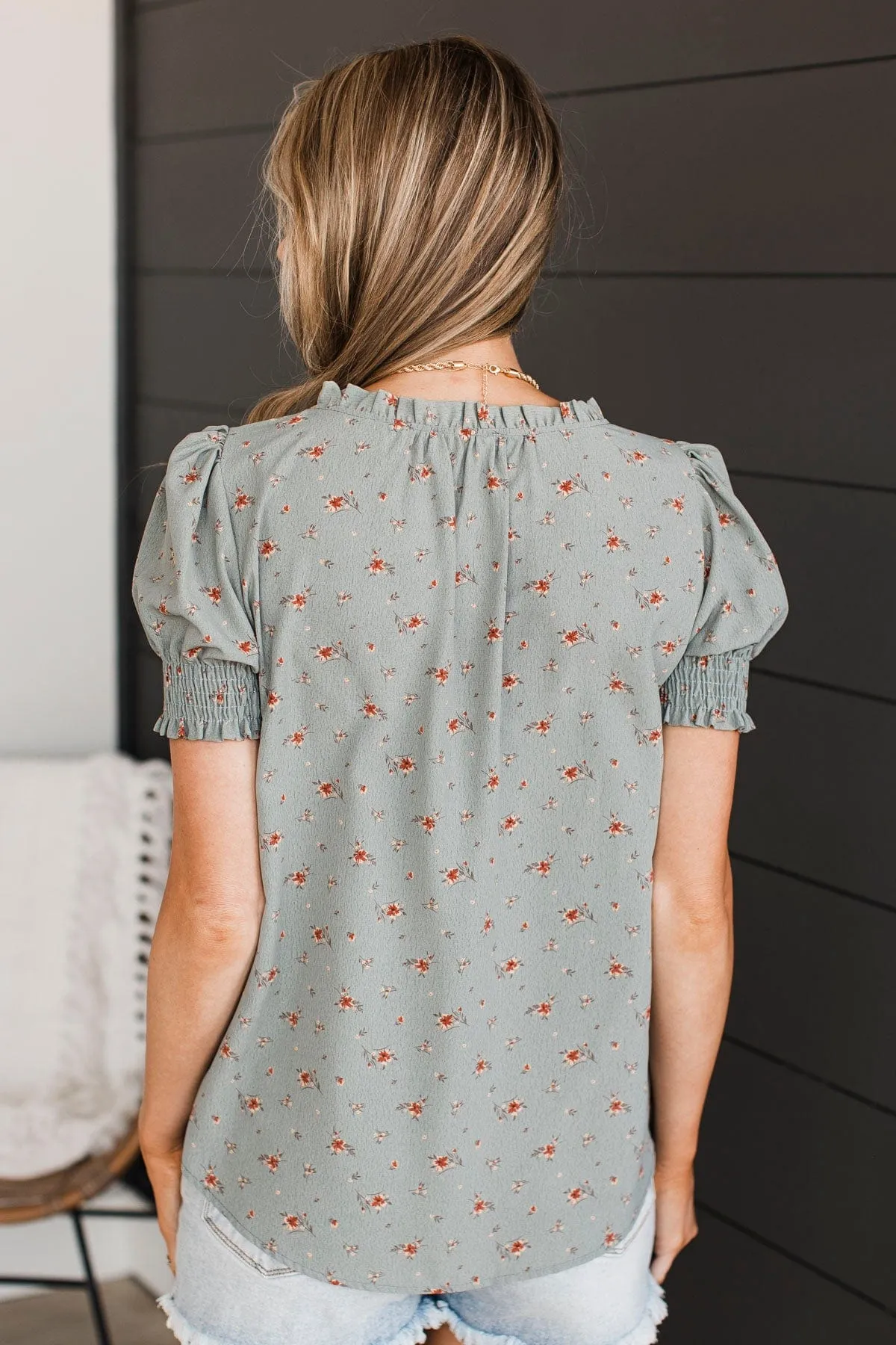 On My Agenda Floral Blouse- Dusty Sage