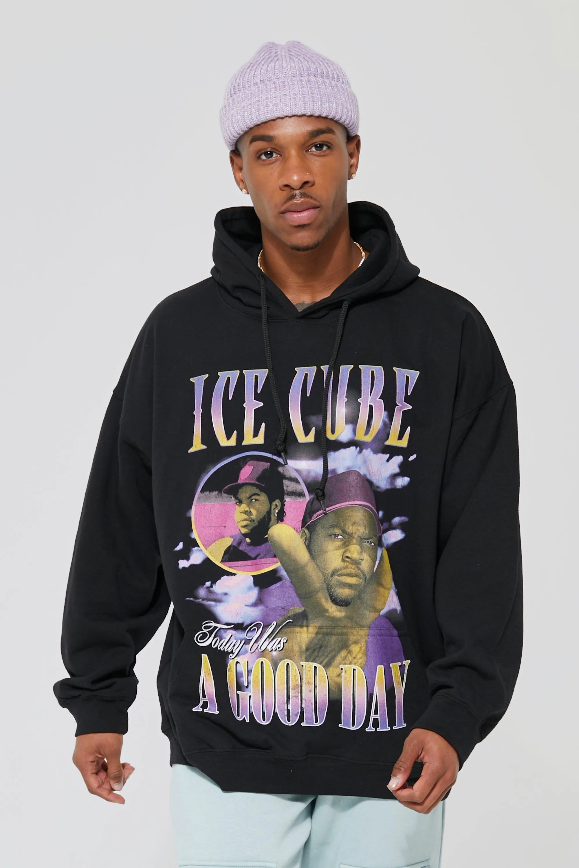 Oversized Vintage Ice Cube License Hoodie | boohooMAN UK