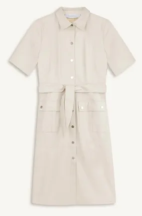 Pacey Faux Leather Shirt Dress in Almond Milk