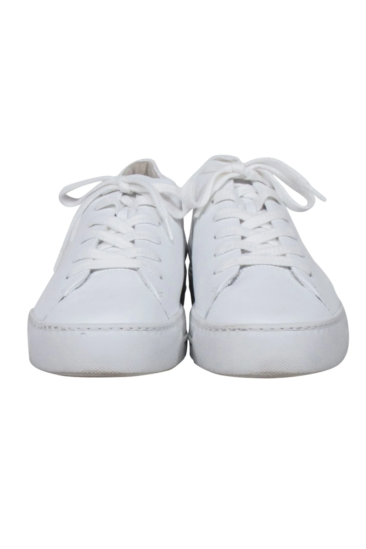 Paul Green - White Pebbled Leather Lace Up Sneakers Sz 9.5