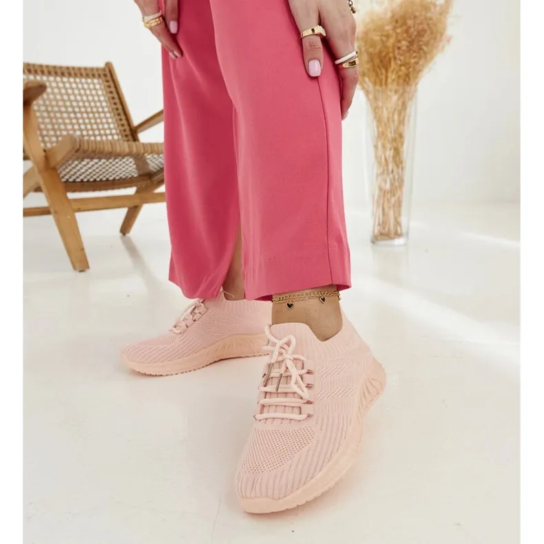 Pink fabric sneakers by Ornella