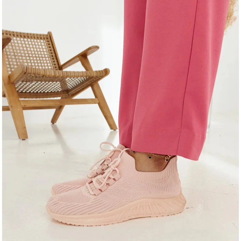 Pink fabric sneakers by Ornella