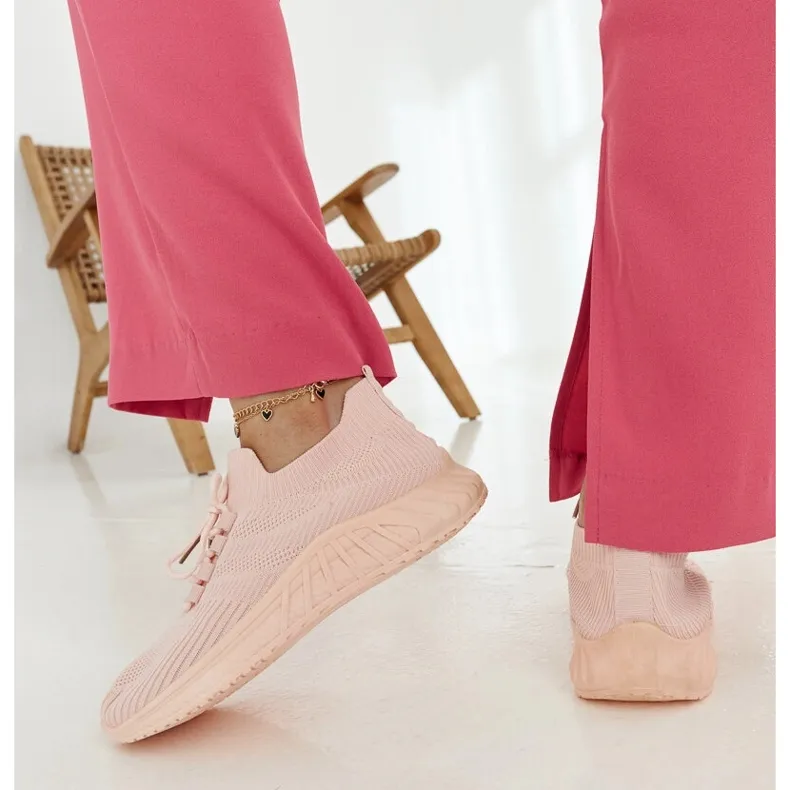 Pink fabric sneakers by Ornella