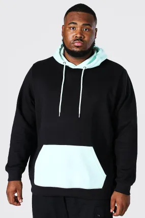 Plus Size Colour Block Hoodie | boohooMAN UK