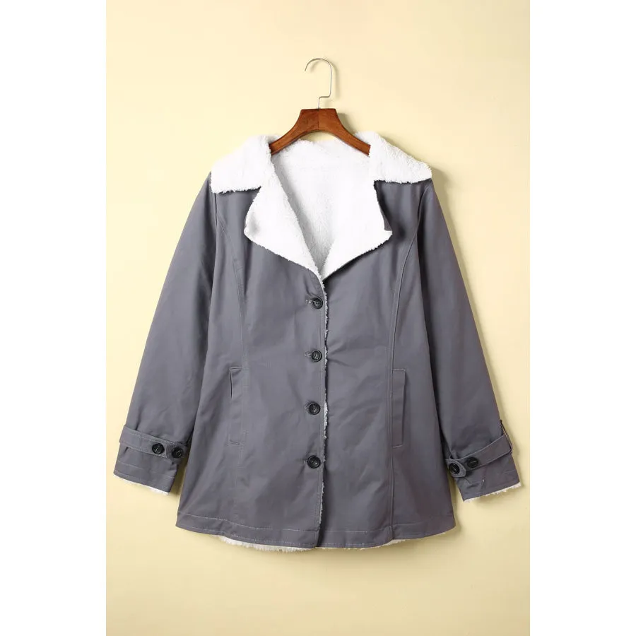 Pocketed Button Up Collared Neck Coat