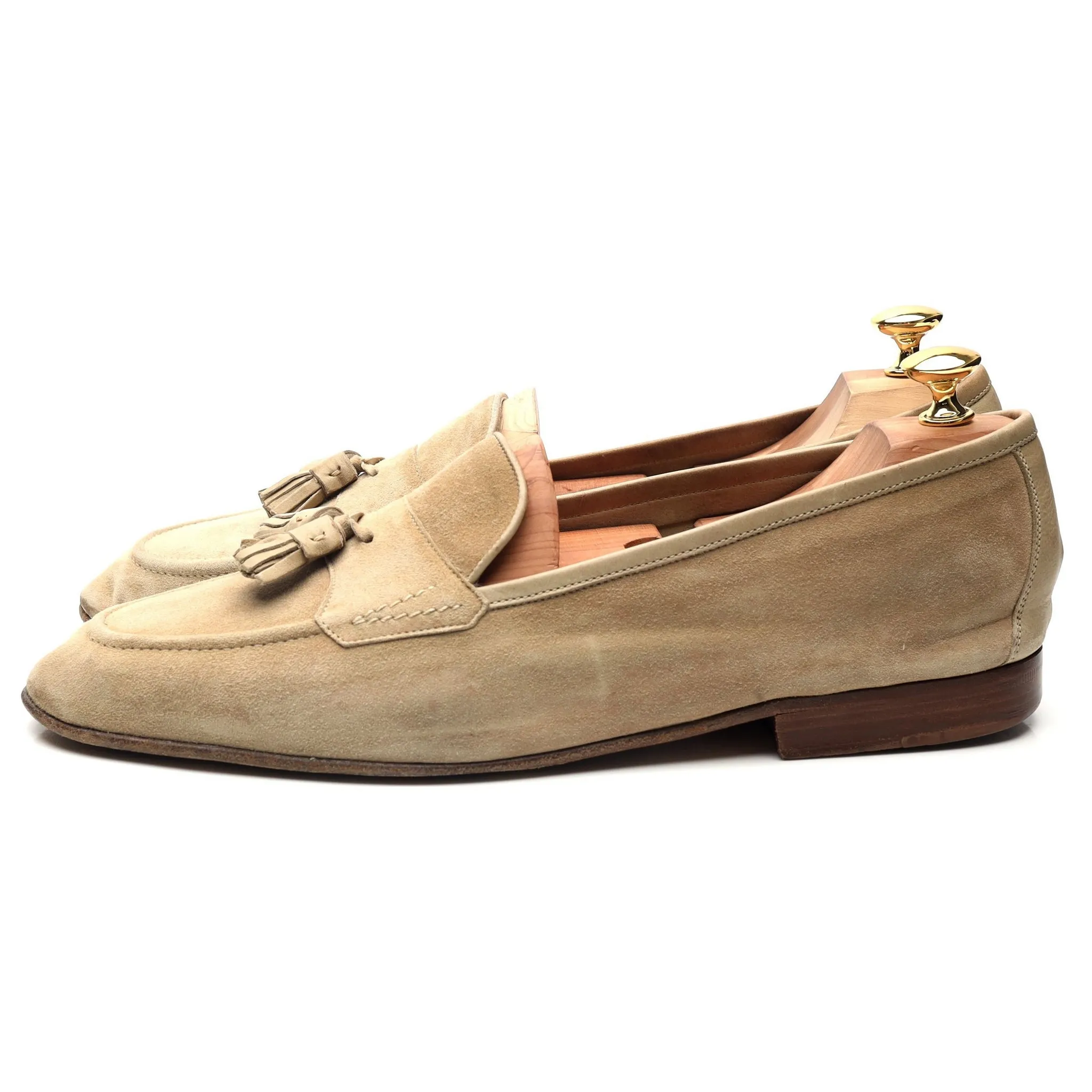 'Portland' Beige Suede Tassel Loafers UK 10 E