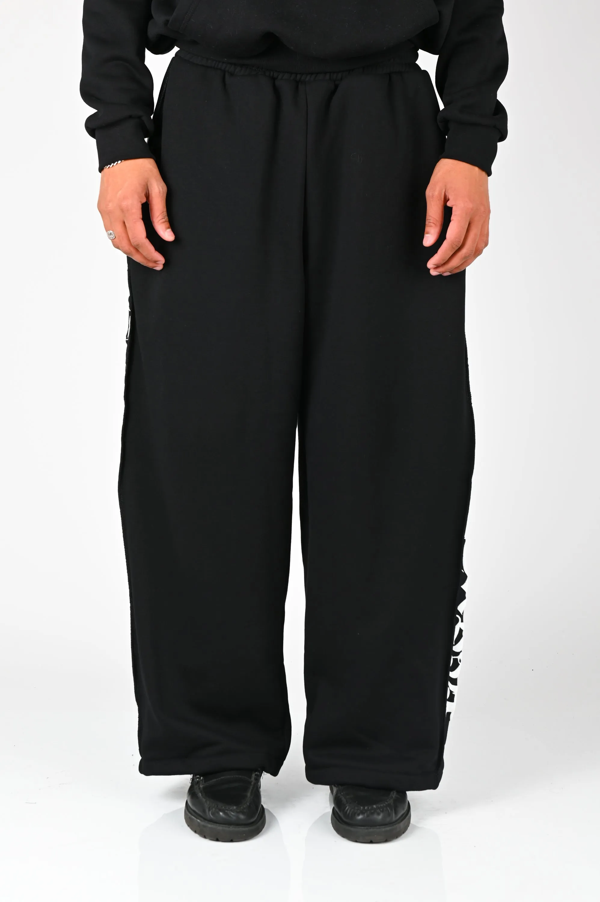 Posture Graphic Panel Trackpant in White on Black