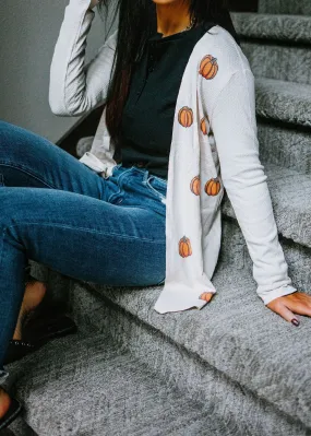 Pumpkin Print Cardigan