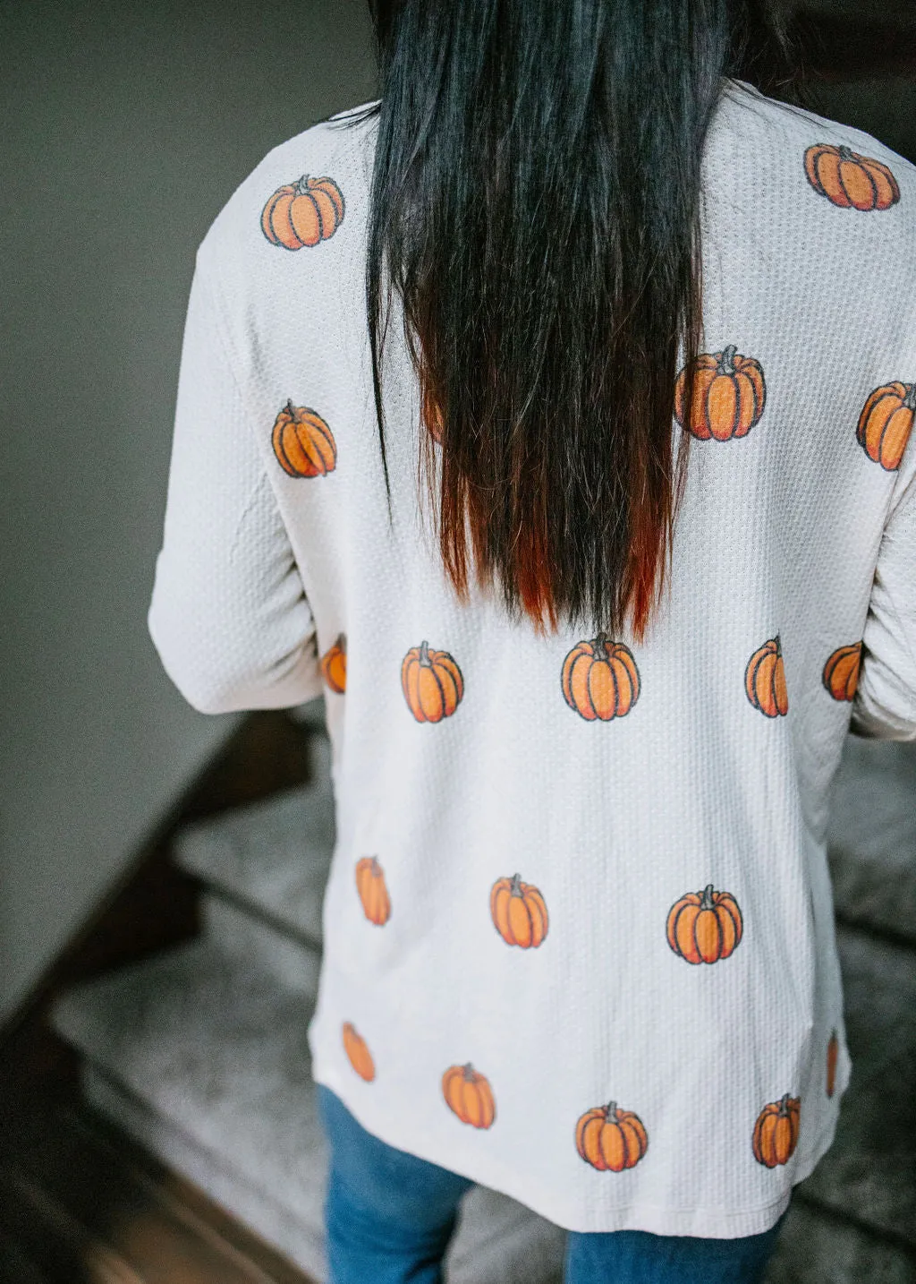 Pumpkin Print Cardigan