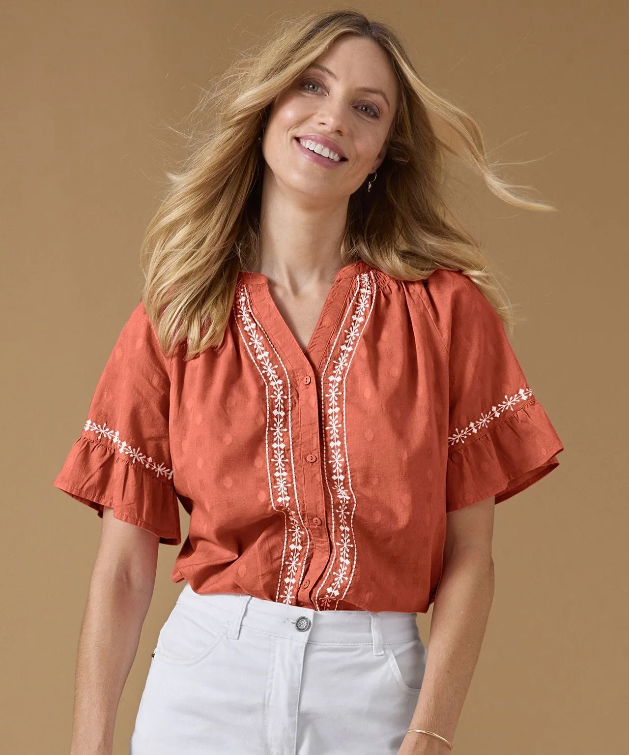 Pure Cotton Boho Embroidered Blouse