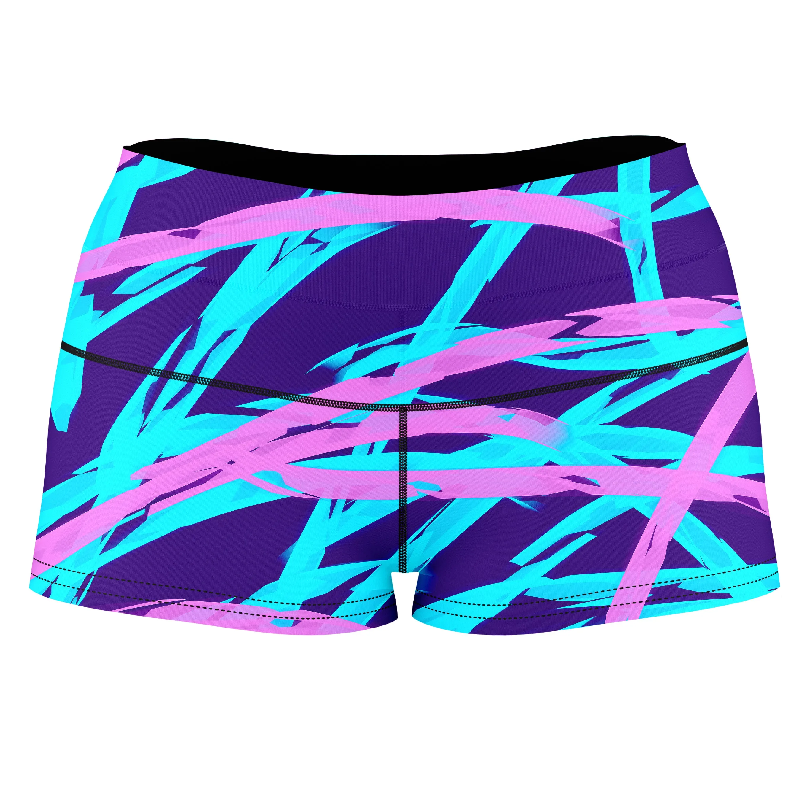 Purple and Blue Rave Abstract High-Waisted Women's Shorts