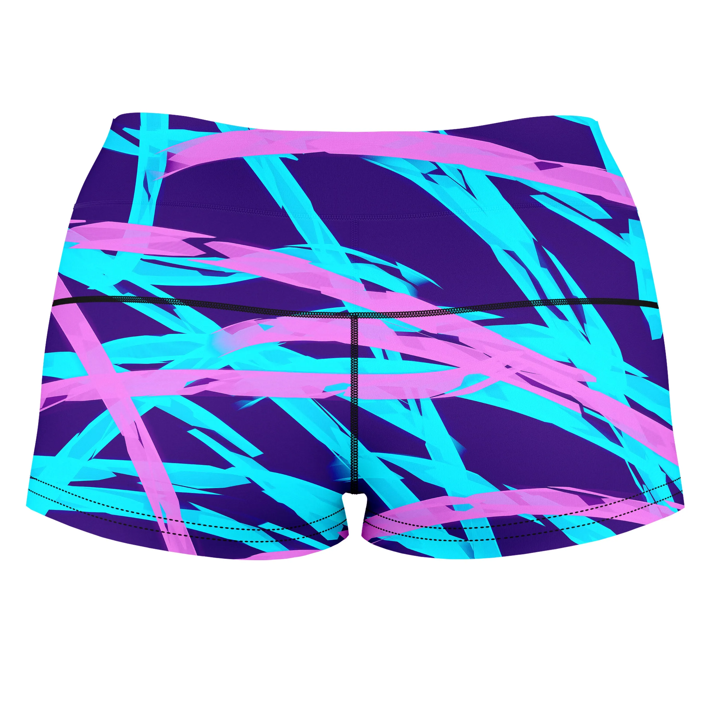 Purple and Blue Rave Abstract High-Waisted Women's Shorts