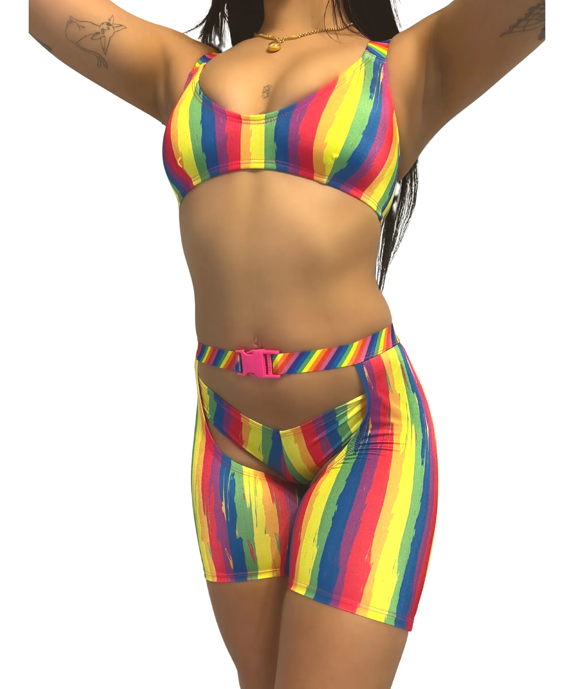 Rainbow Thigh Chaps Great For Rave -Festivals and Pride Events