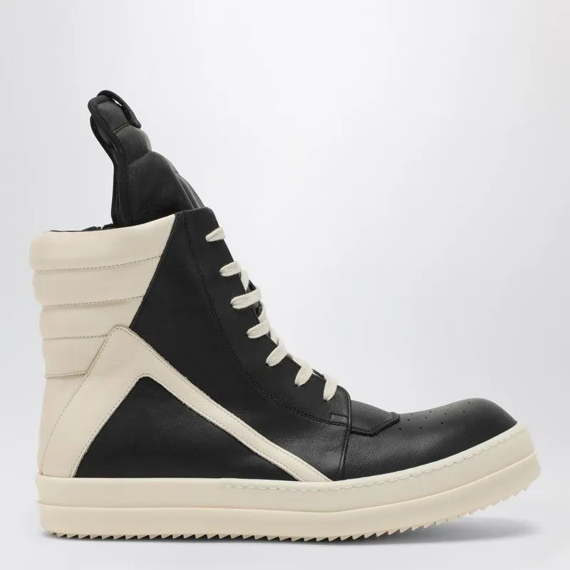 RICK OWENS GeoBasket High-Top Sneakers in Black and White