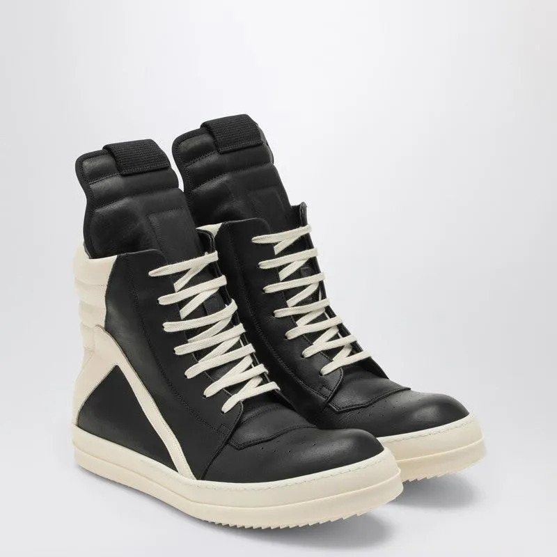 RICK OWENS GeoBasket High-Top Sneakers in Black and White