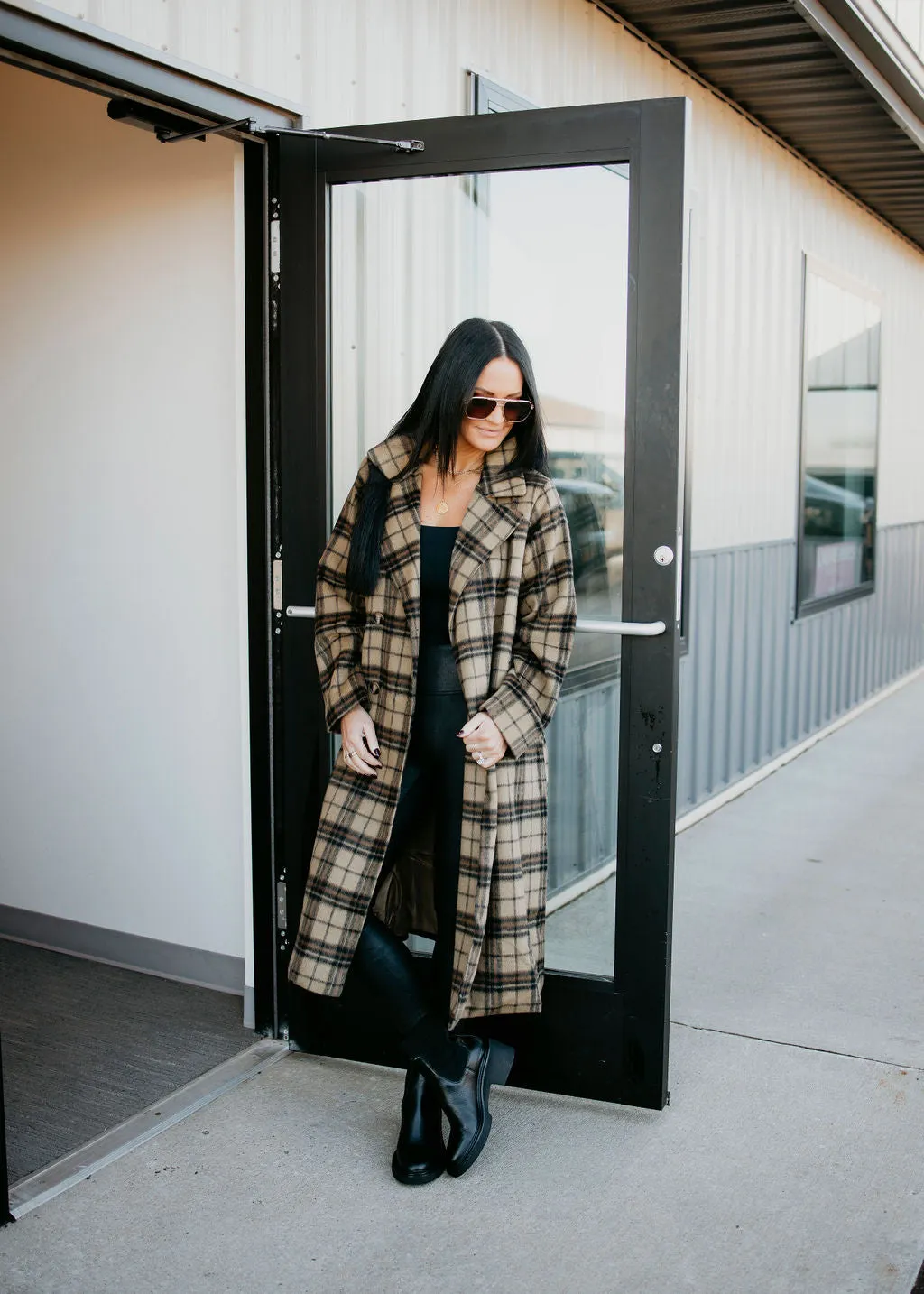 Ronny Plaid Longline Jacket