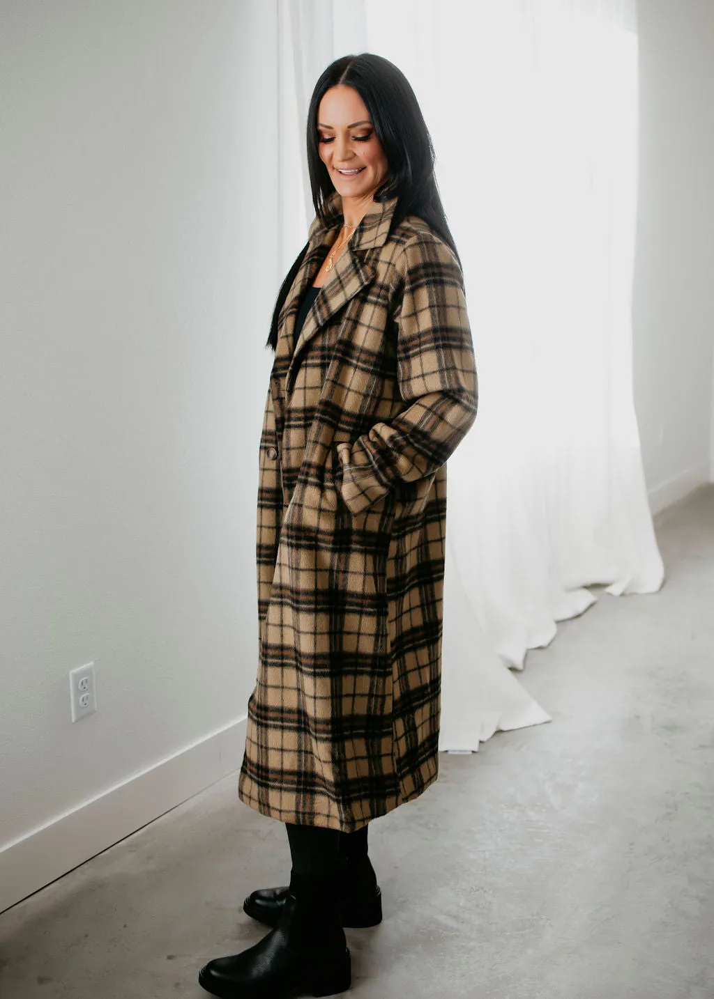 Ronny Plaid Longline Jacket