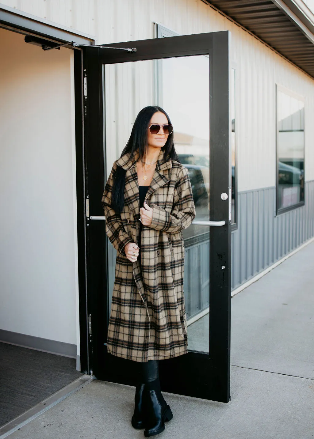 Ronny Plaid Longline Jacket