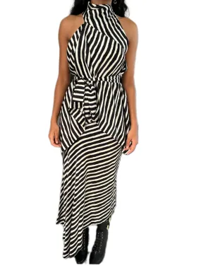 Sass & Bide Black and White Striped High Neck Dress - size 6