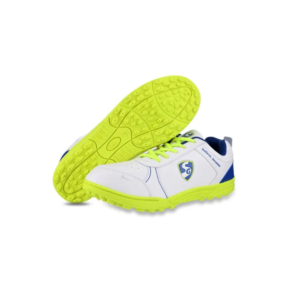 SG Unisex Bouncer 2.0 Cricket Shoe (White/Blue/Lime)