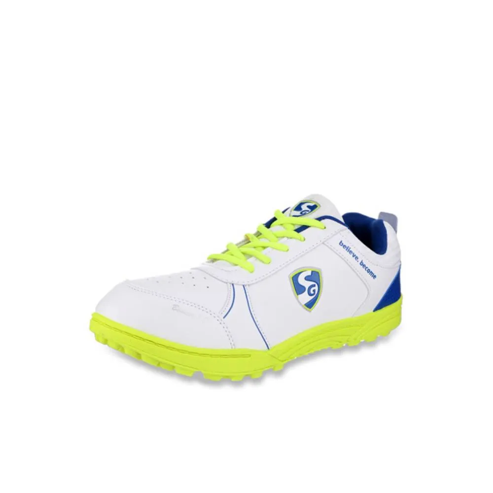 SG Unisex Bouncer 2.0 Cricket Shoe (White/Blue/Lime)