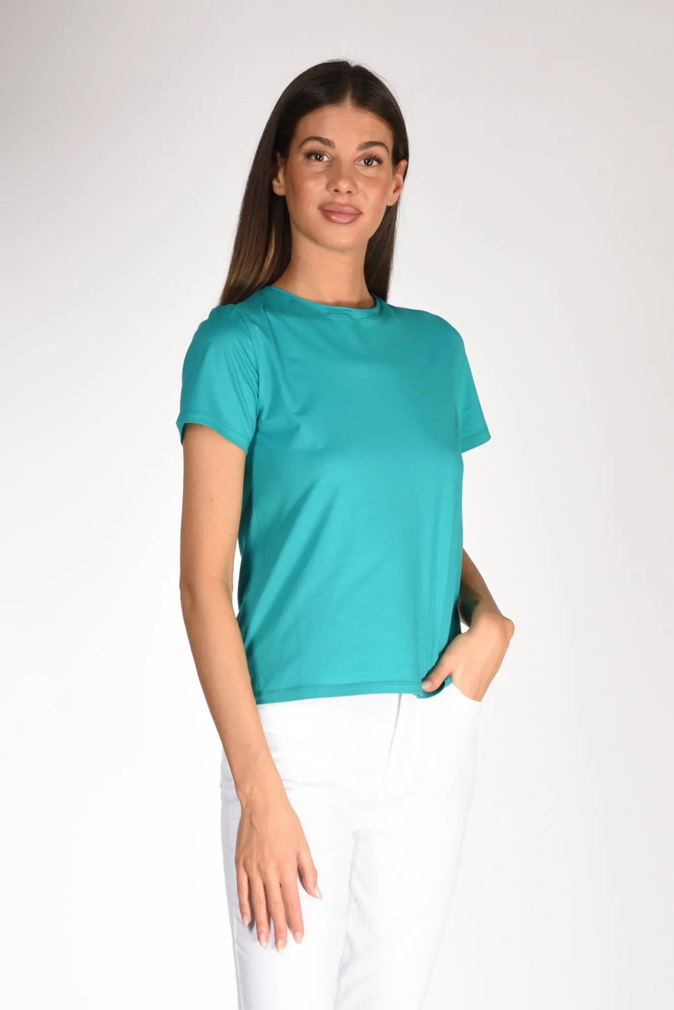 Shirt C Zero Tshirt Girocollo Verde Smeraldo Donna