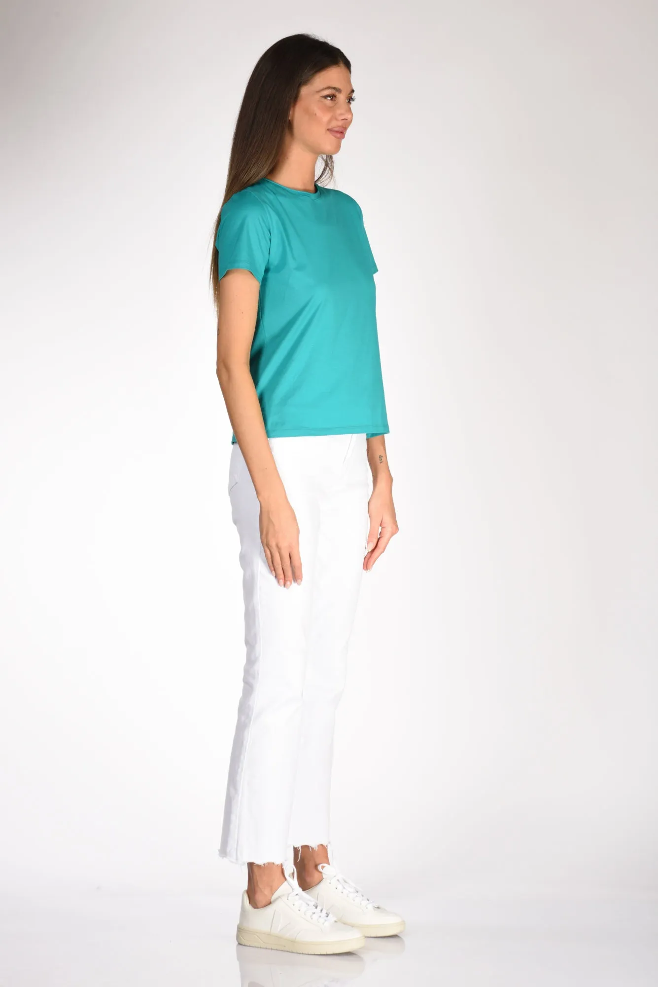 Shirt C Zero Tshirt Girocollo Verde Smeraldo Donna