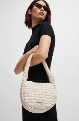 Shoulder bag in quilted-effect faux leather