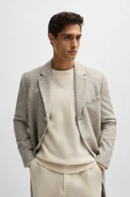 Slim-fit coat in patterned jersey