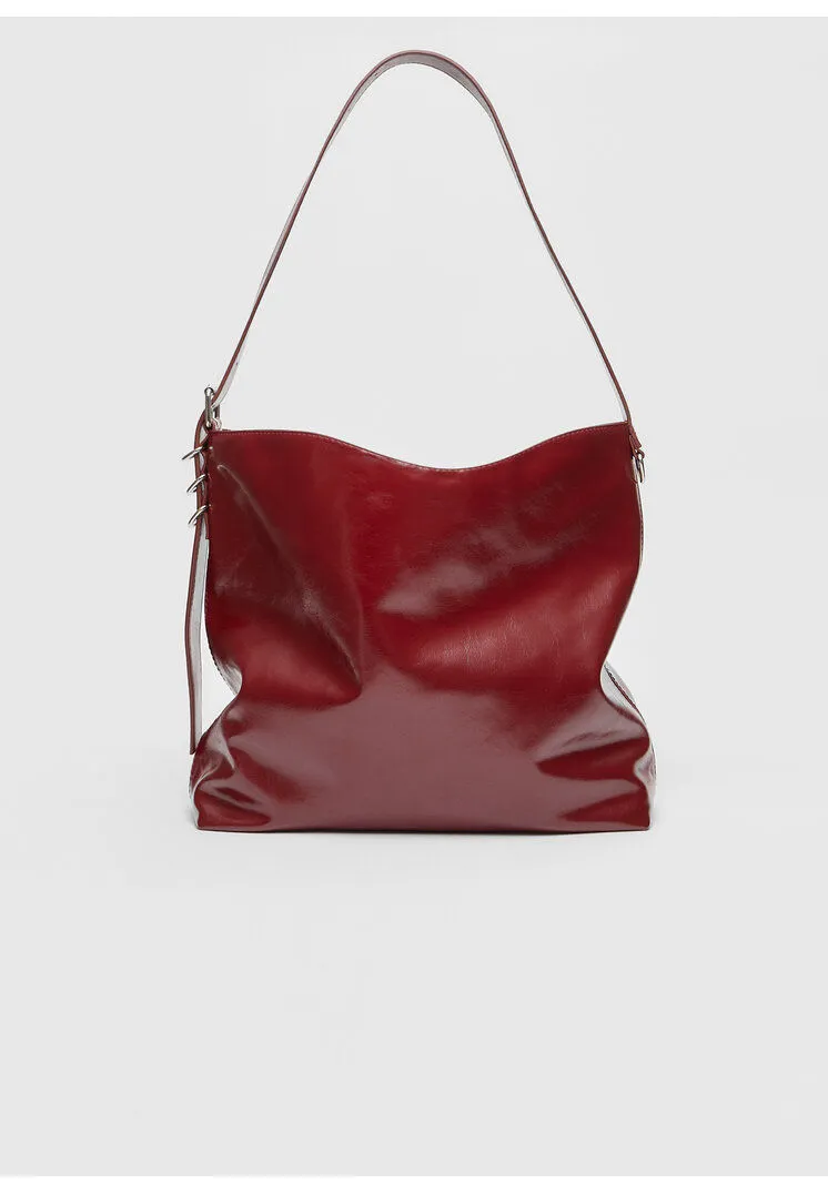 Stradivarius Faux leather bucket bag  Burgundy OS