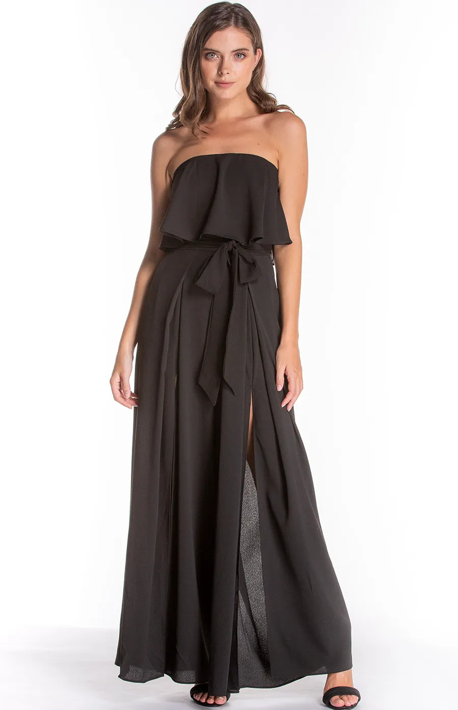 Strapless Split Leg Jumpsuit with Frill details (AJP853A)