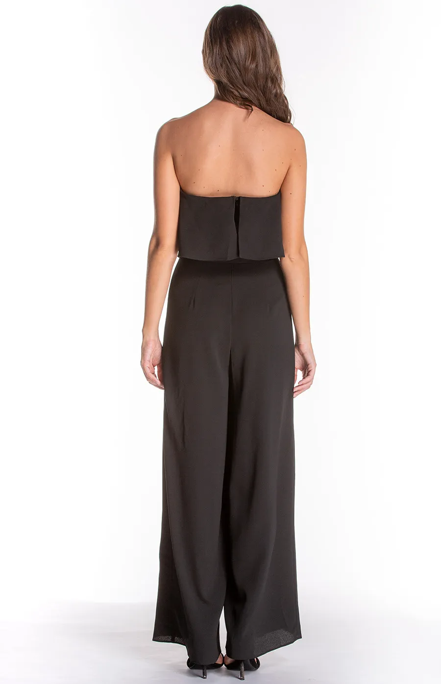 Strapless Split Leg Jumpsuit with Frill details (AJP853A)