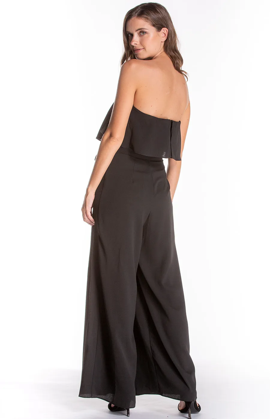 Strapless Split Leg Jumpsuit with Frill details (AJP853A)