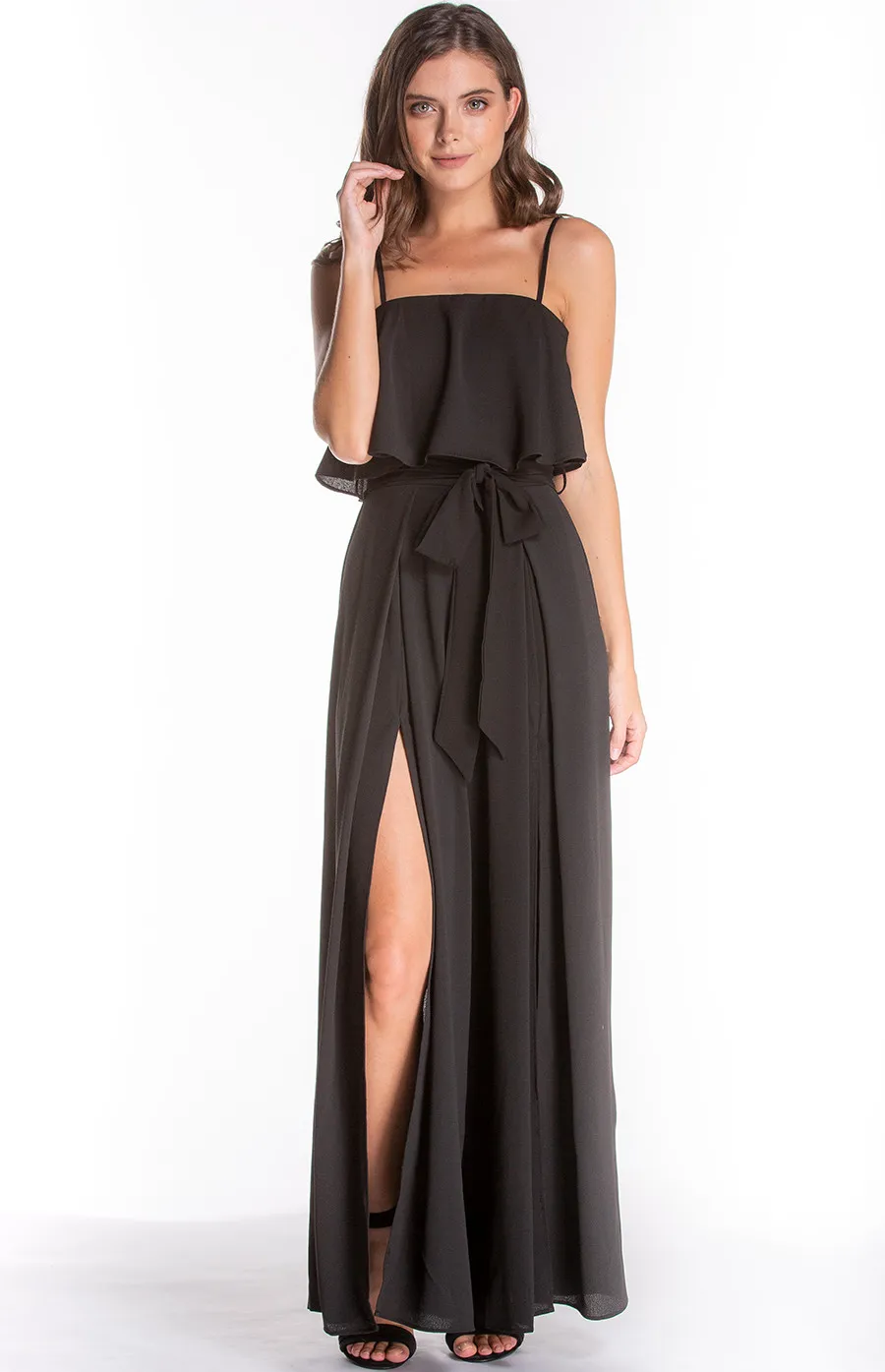 Strapless Split Leg Jumpsuit with Frill details (AJP853A)