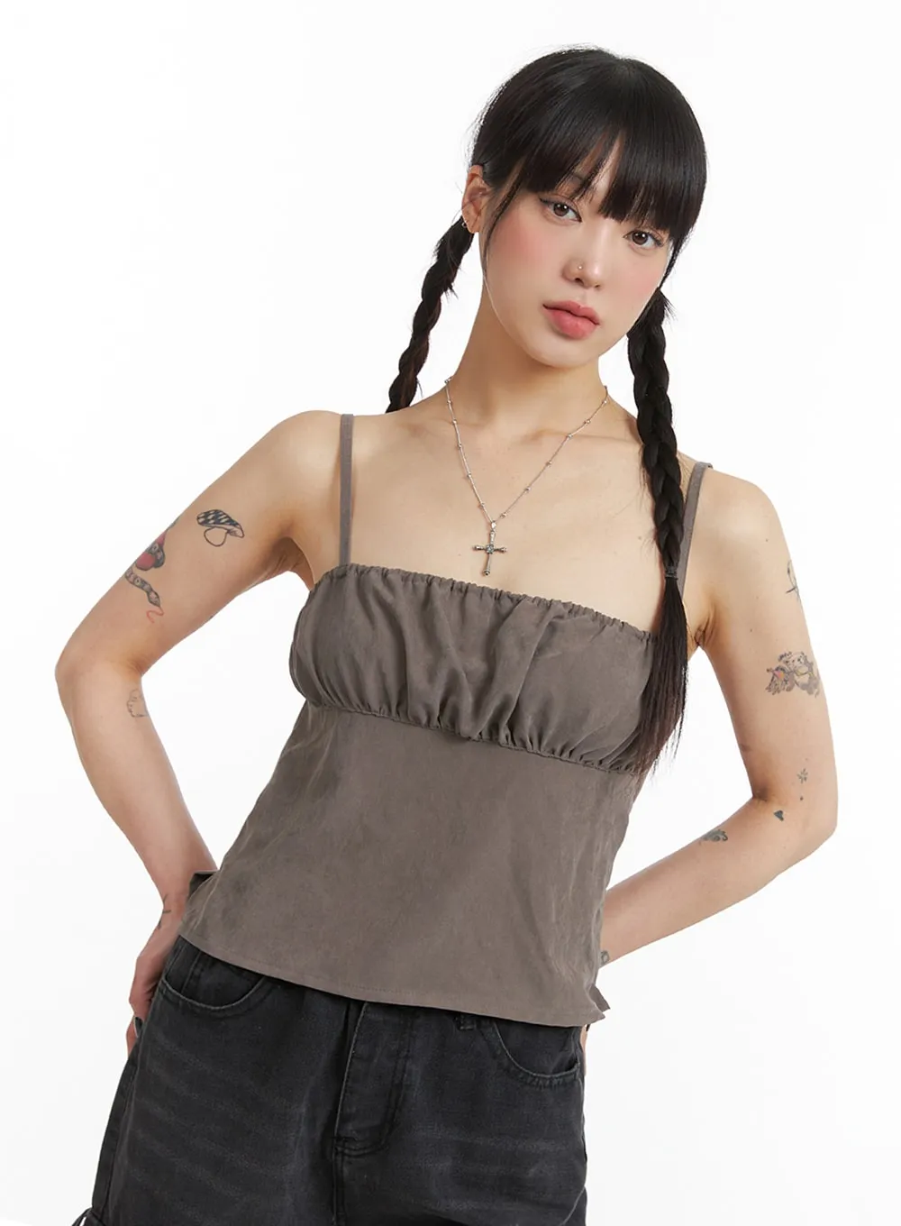 Suede Square Neck Cami Top IJ410