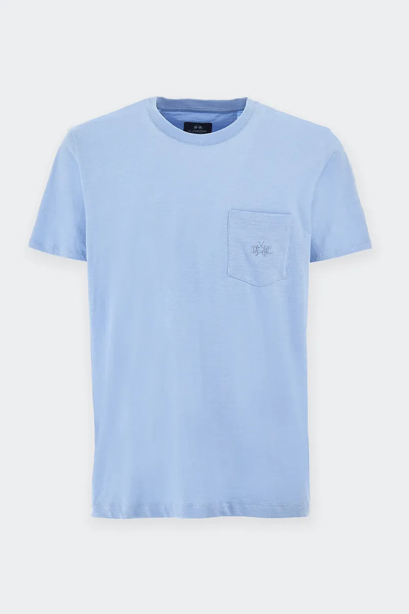 T-SHIRT MANICA CORTA CON TASCHINO AZZURRA