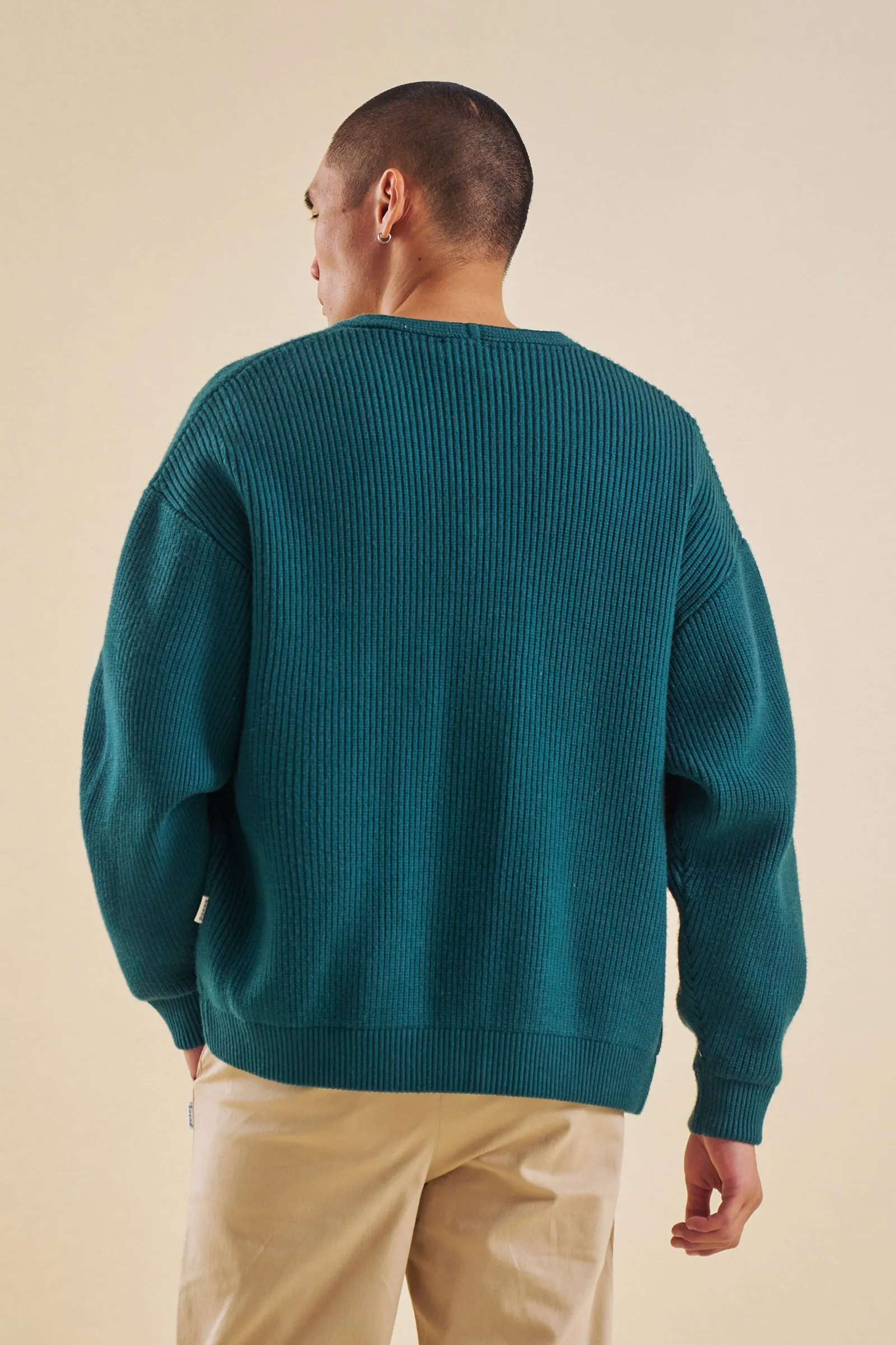 TEAL HEAVY KNITTED CARDIGAN