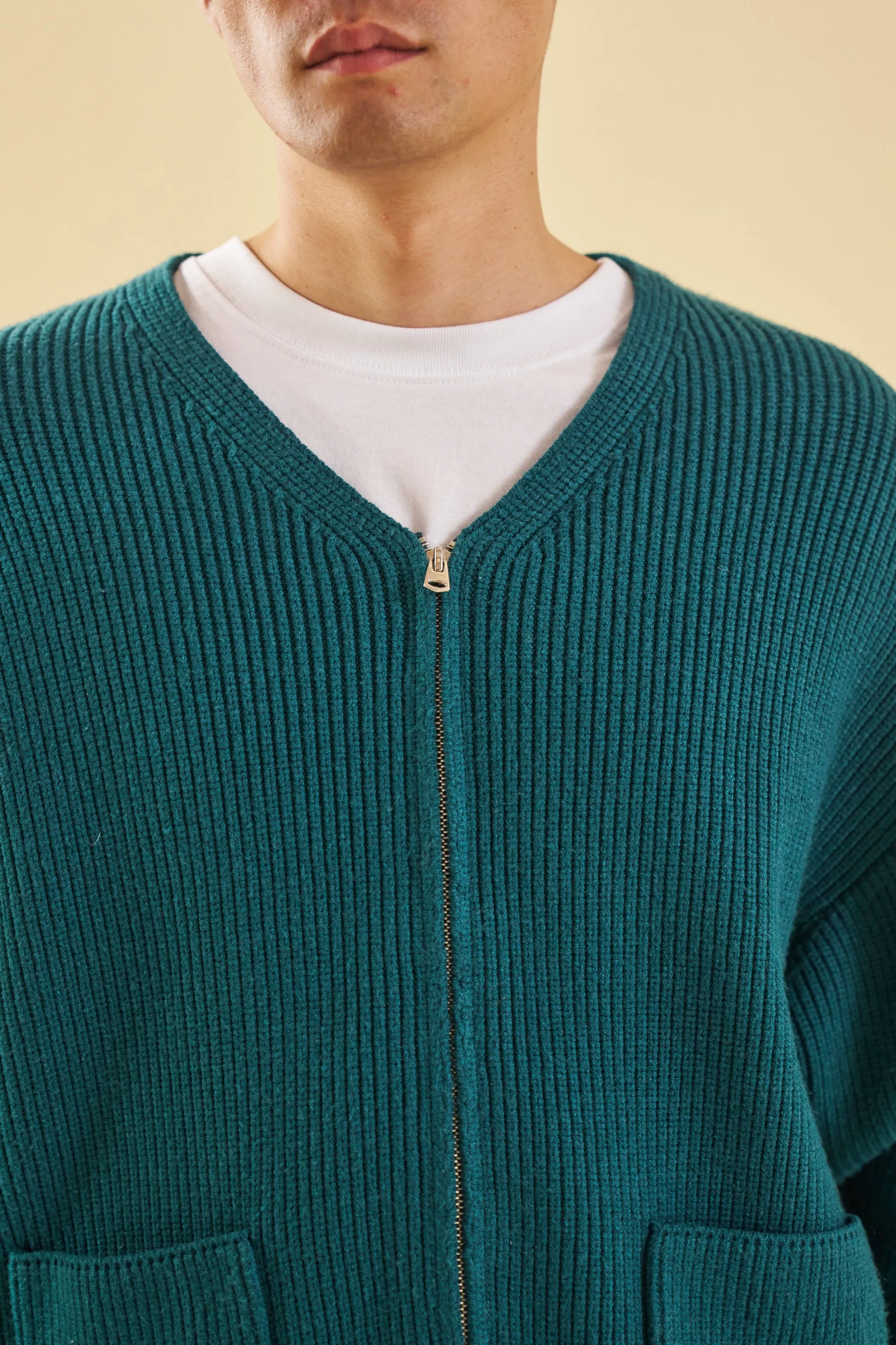 TEAL HEAVY KNITTED CARDIGAN