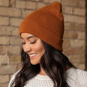 Tobacco Cuffed Slouchy Knit Beanie