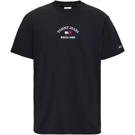 Tommy Jeans Timeless Flocked Flag T-Shirt - Black