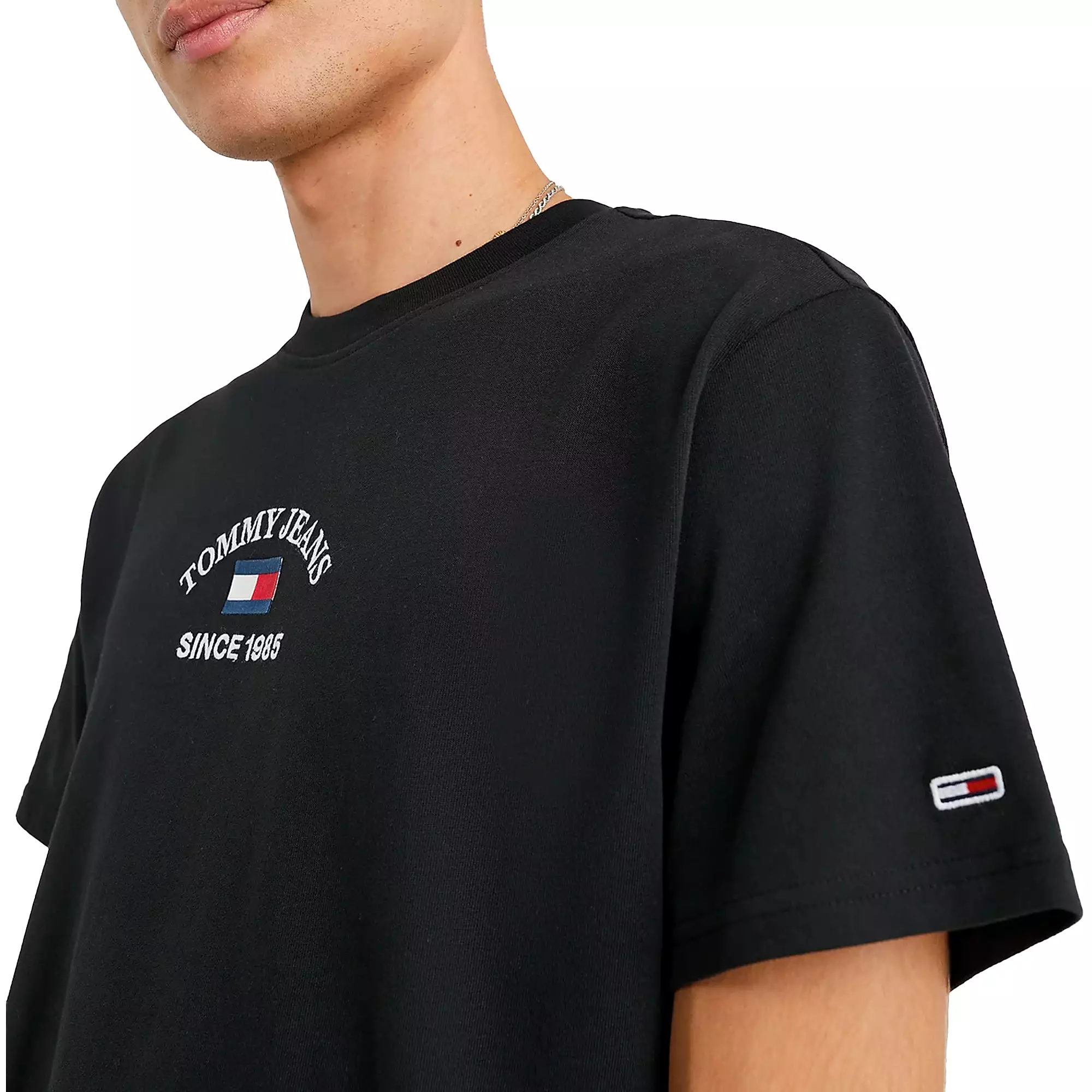 Tommy Jeans Timeless Flocked Flag T-Shirt - Black