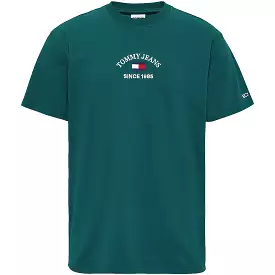 Tommy Jeans Timeless Flocked Flag T-Shirt - Dark Turf Green