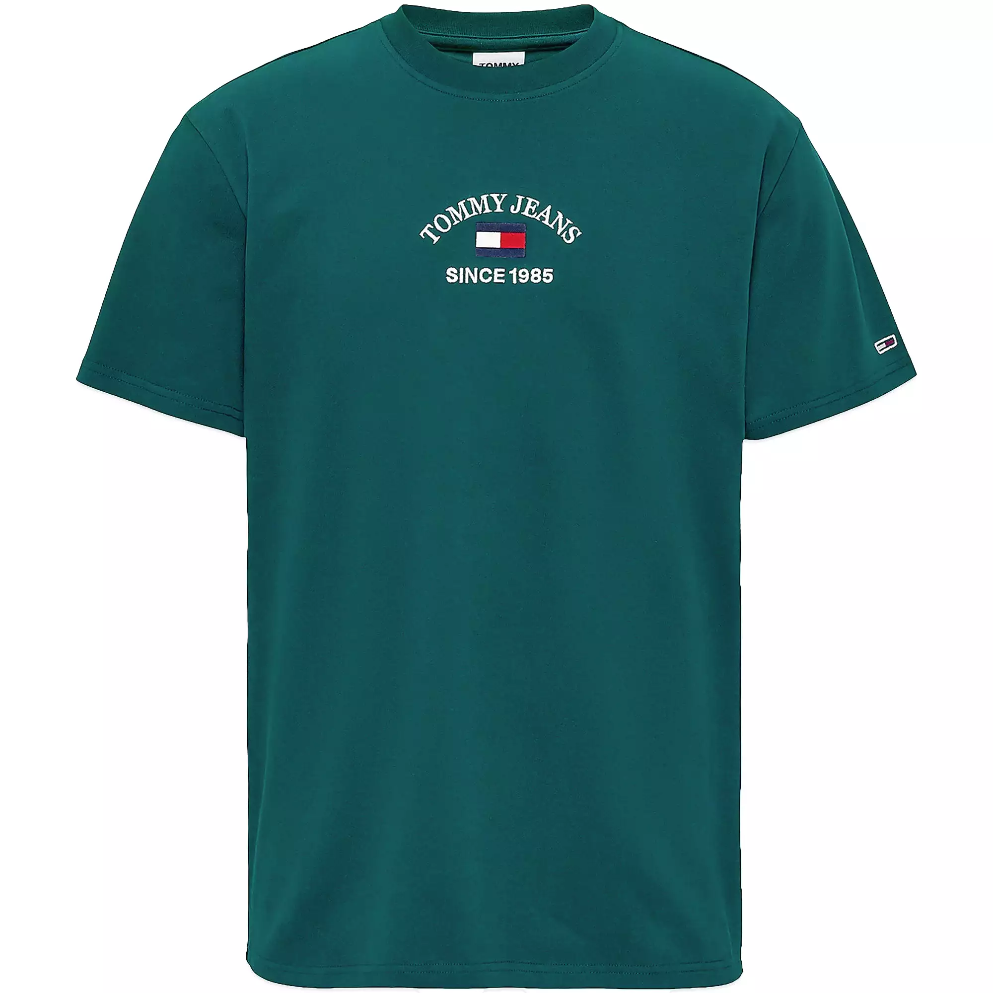 Tommy Jeans Timeless Flocked Flag T-Shirt - Dark Turf Green