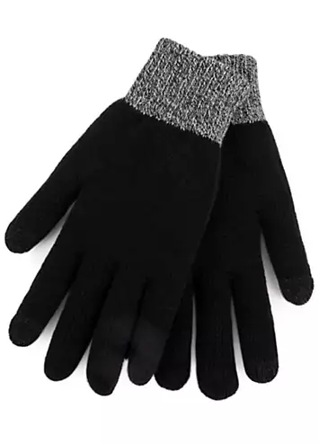 Totes Mens Stretch Black Knitted SmarTouch™ Gloves | Grattan