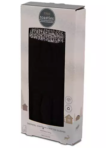 Totes Mens Stretch Black Knitted SmarTouch™ Gloves | Grattan