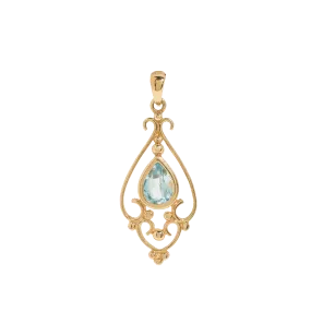 Vintage Oval Aqua Avalanche Lily Charm