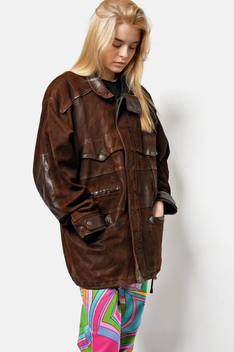 Vintage soft suede leather coat